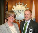 2014 PECASE awardee Jeffrey Karpicke meets with NSF's EHR Assistant Director Joan Ferrini-Mundy.